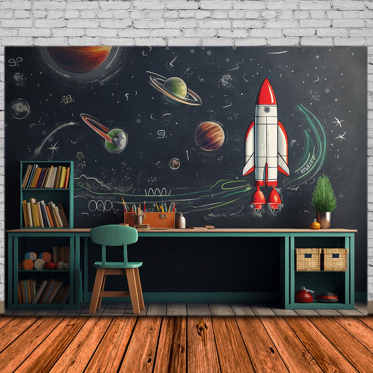 Back to School Blackboard Space Ship Backdrop DBD7-47