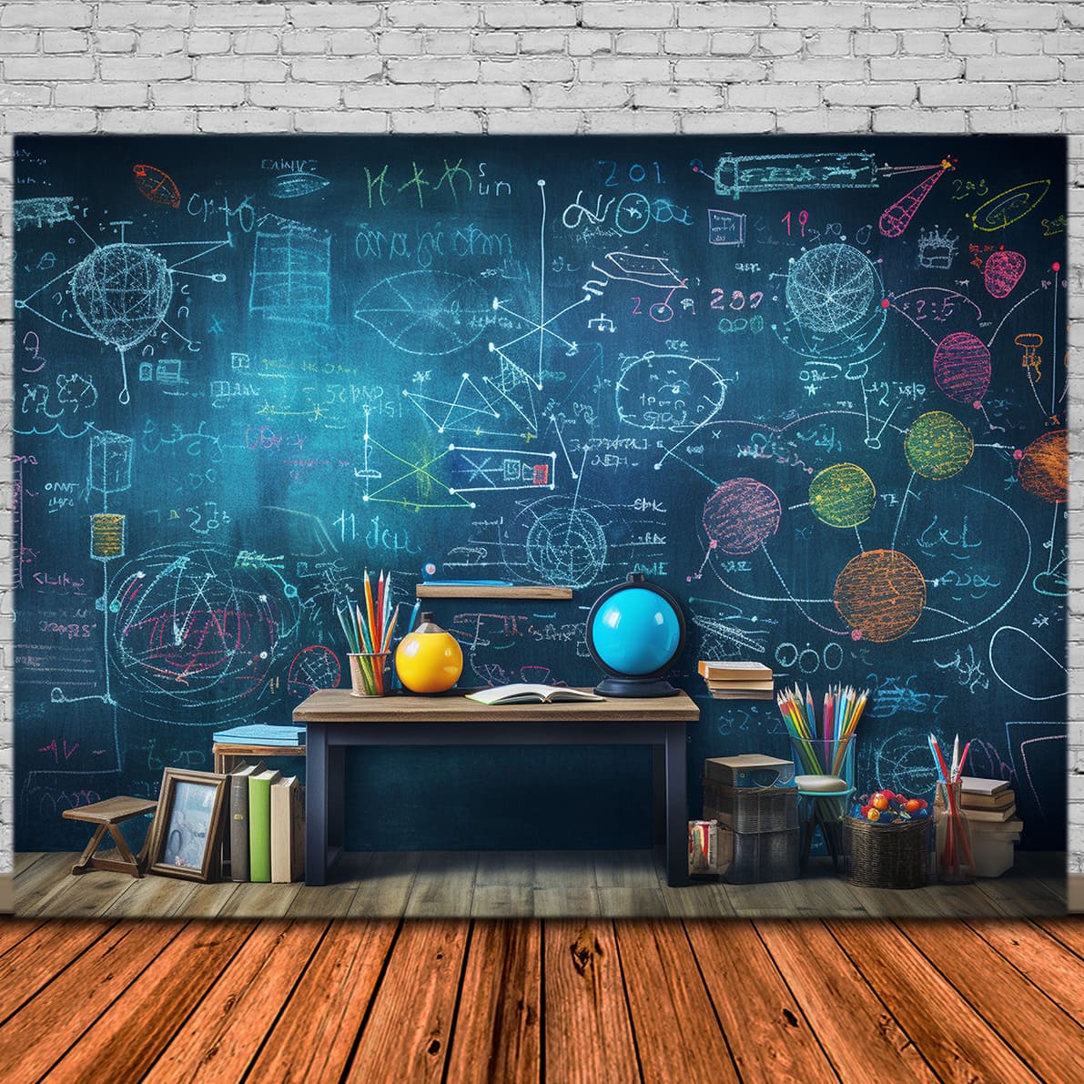 School Supplies Chalkboard Photography Backdrop DBD7-48