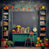 Clock Fruits On Desk Back to School Backdrop DBD7-50