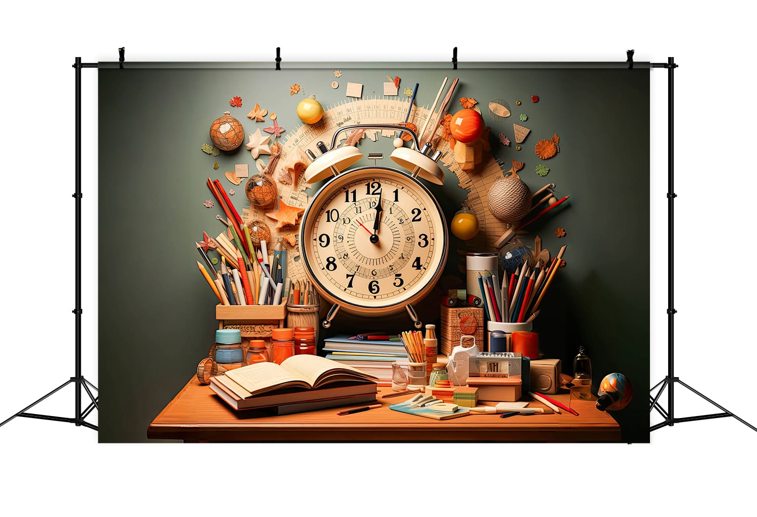 Alarm Clock School Supplies Photography Backdrop DBD7-53