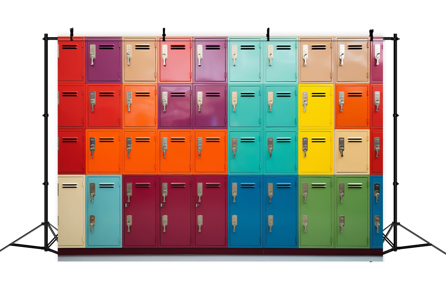 Multicolored Lockers Back to School Backdrop DBD7-55