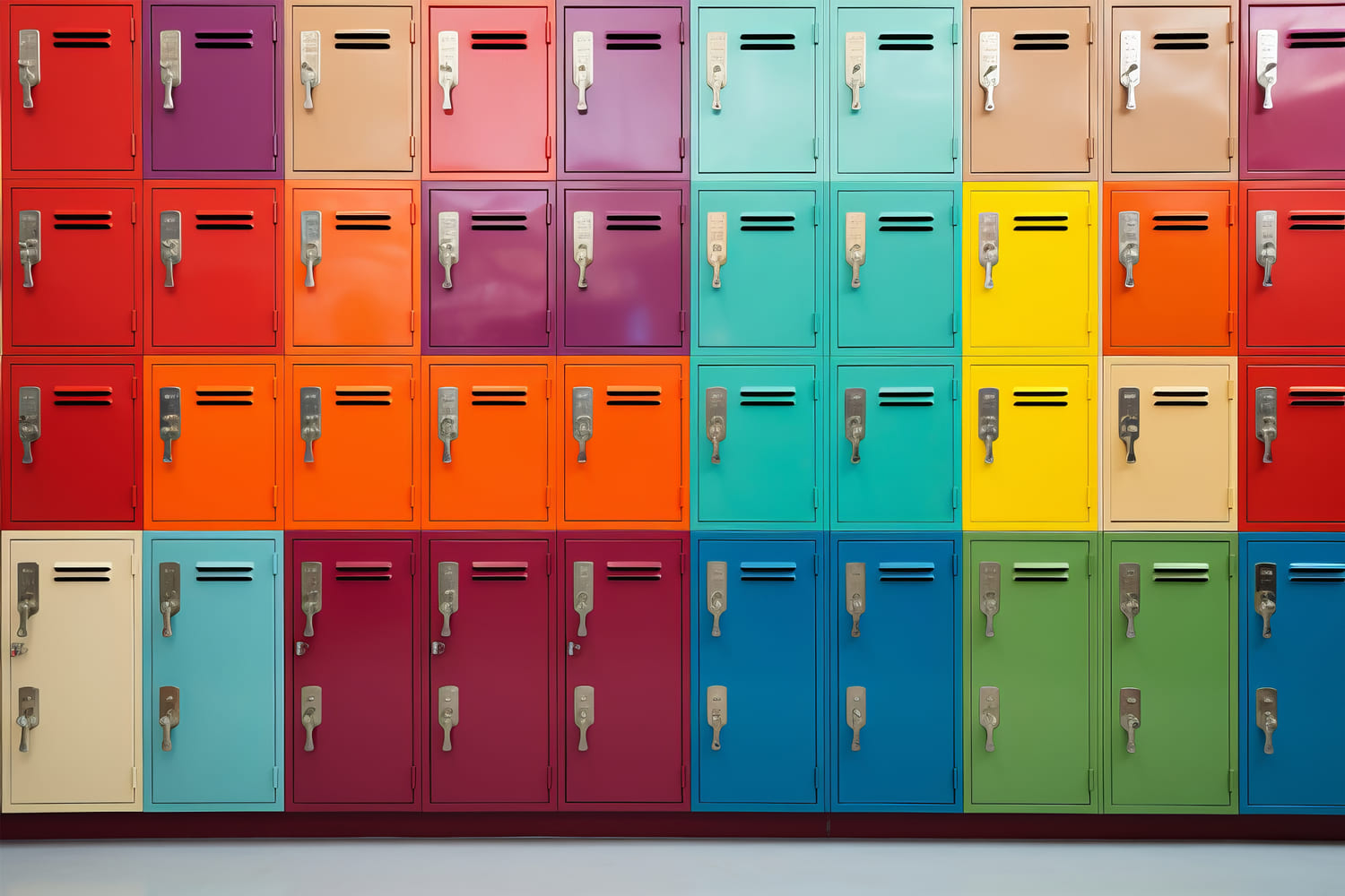 Multicolored Lockers Back to School Backdrop DBD7-55