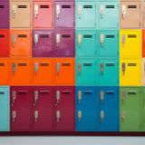 Multicolored Lockers Back to School Backdrop DBD7-55