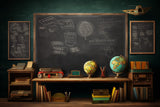 Back to School Blackboard Globe Desk Backdrop DBD7-58