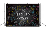 Hand Chalk Drawings Back to School Backdrop DBD7-61