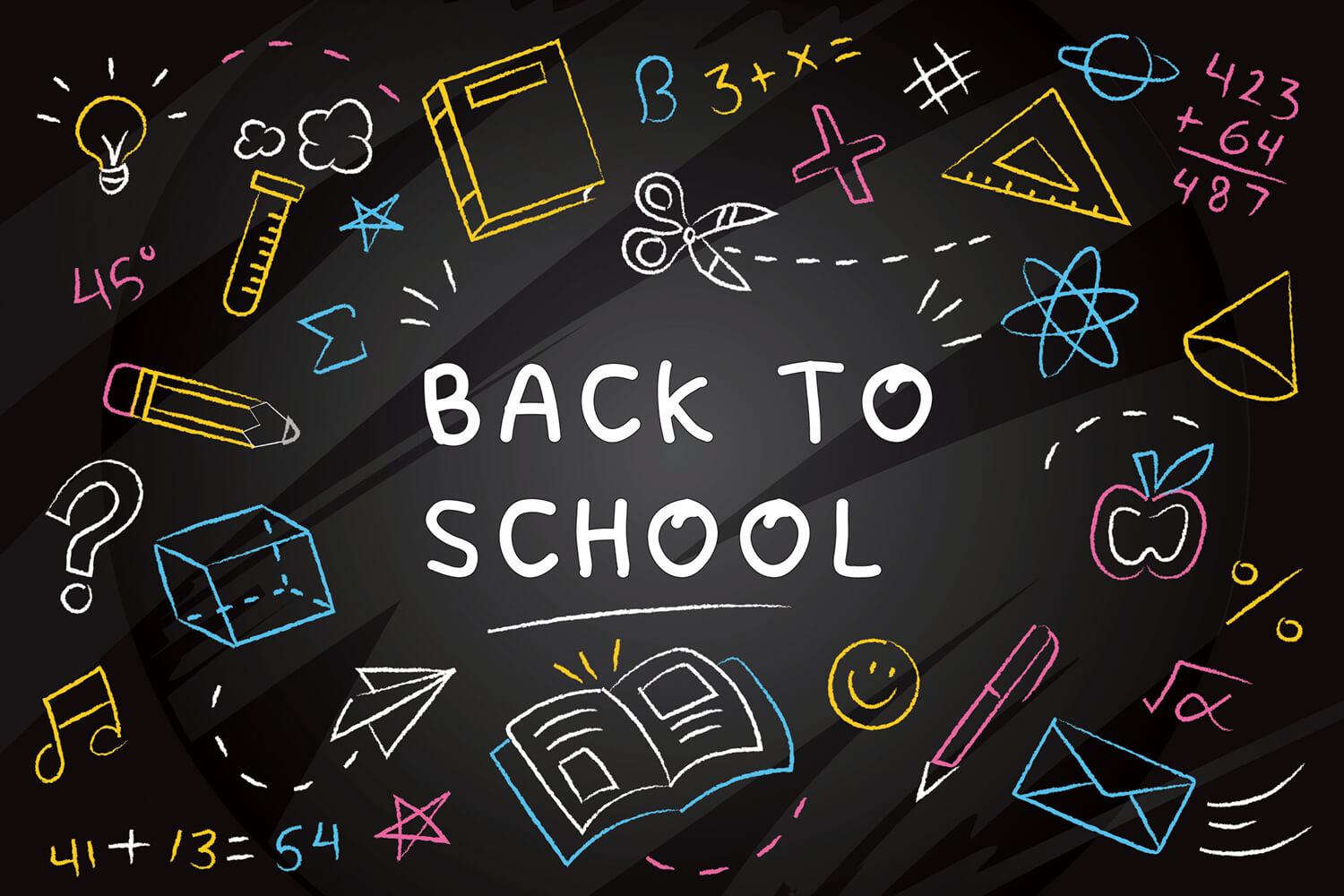 Hand Chalk Drawings Back to School Backdrop DBD7-61