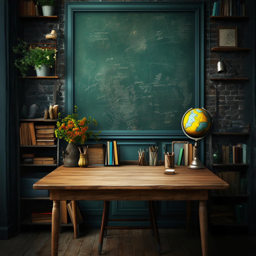 Back to School Blackboard Desk Backdrop DBD7-64