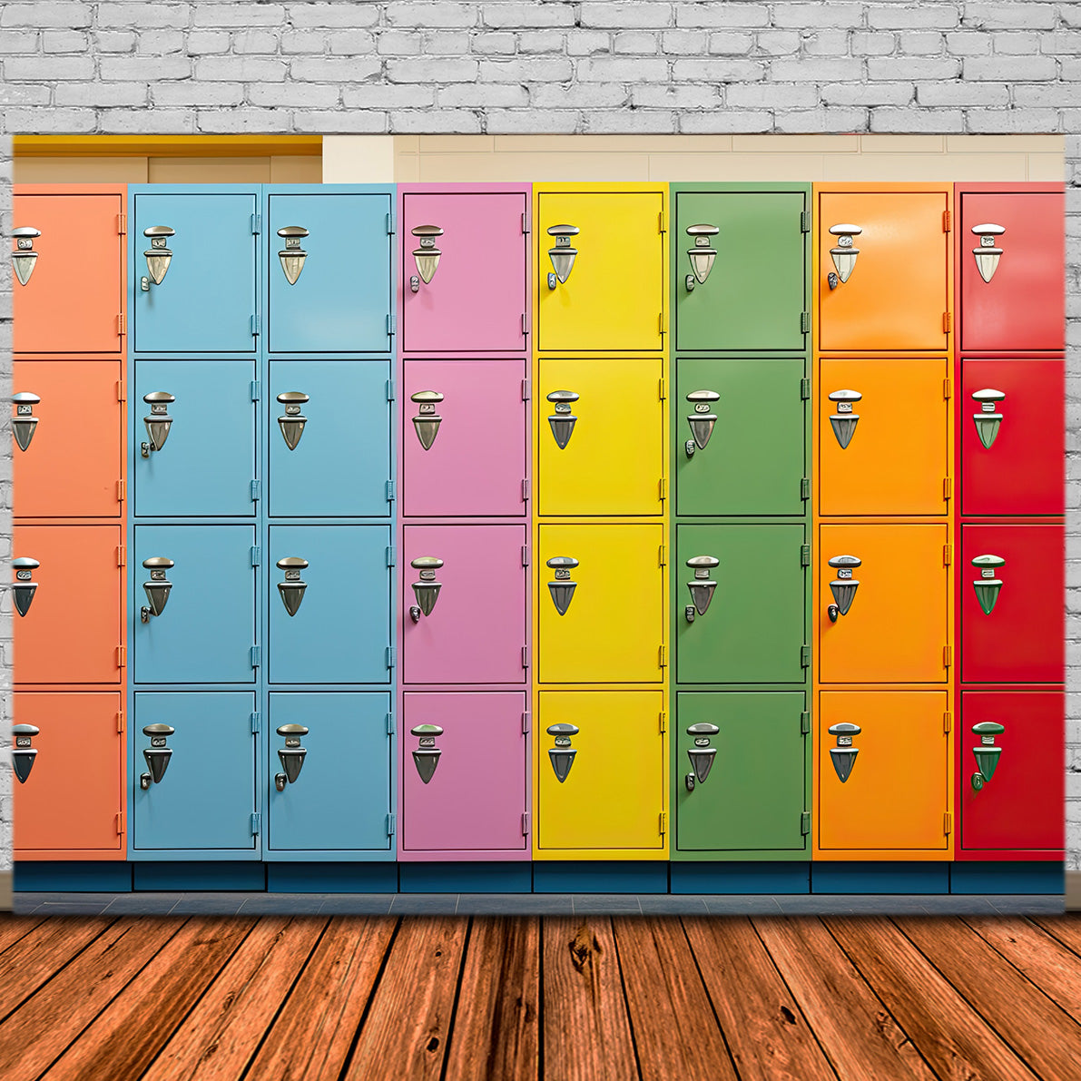 Back to School Colorful Lockers Backdrop DBD7-65