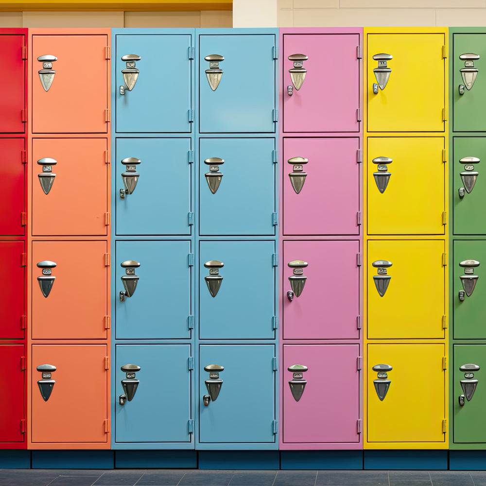 Back to School Colorful Lockers Backdrop DBD7-65