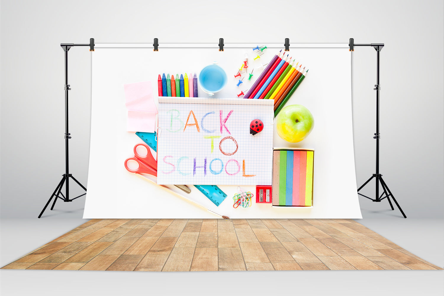 Crayon Drawing Back to School Backdrop DBD7-67