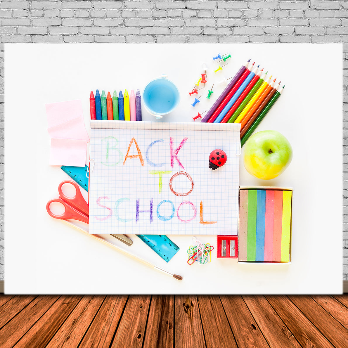 Crayon Drawing Back to School Backdrop DBD7-67