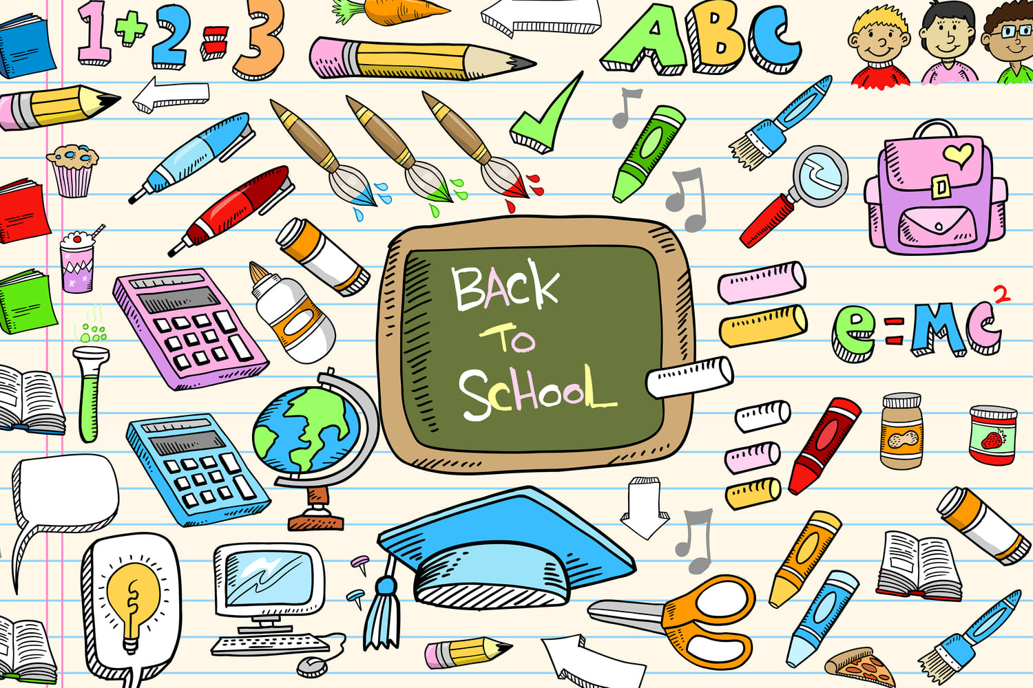 Back to School Doodles Photography Backdrop DBD7-78