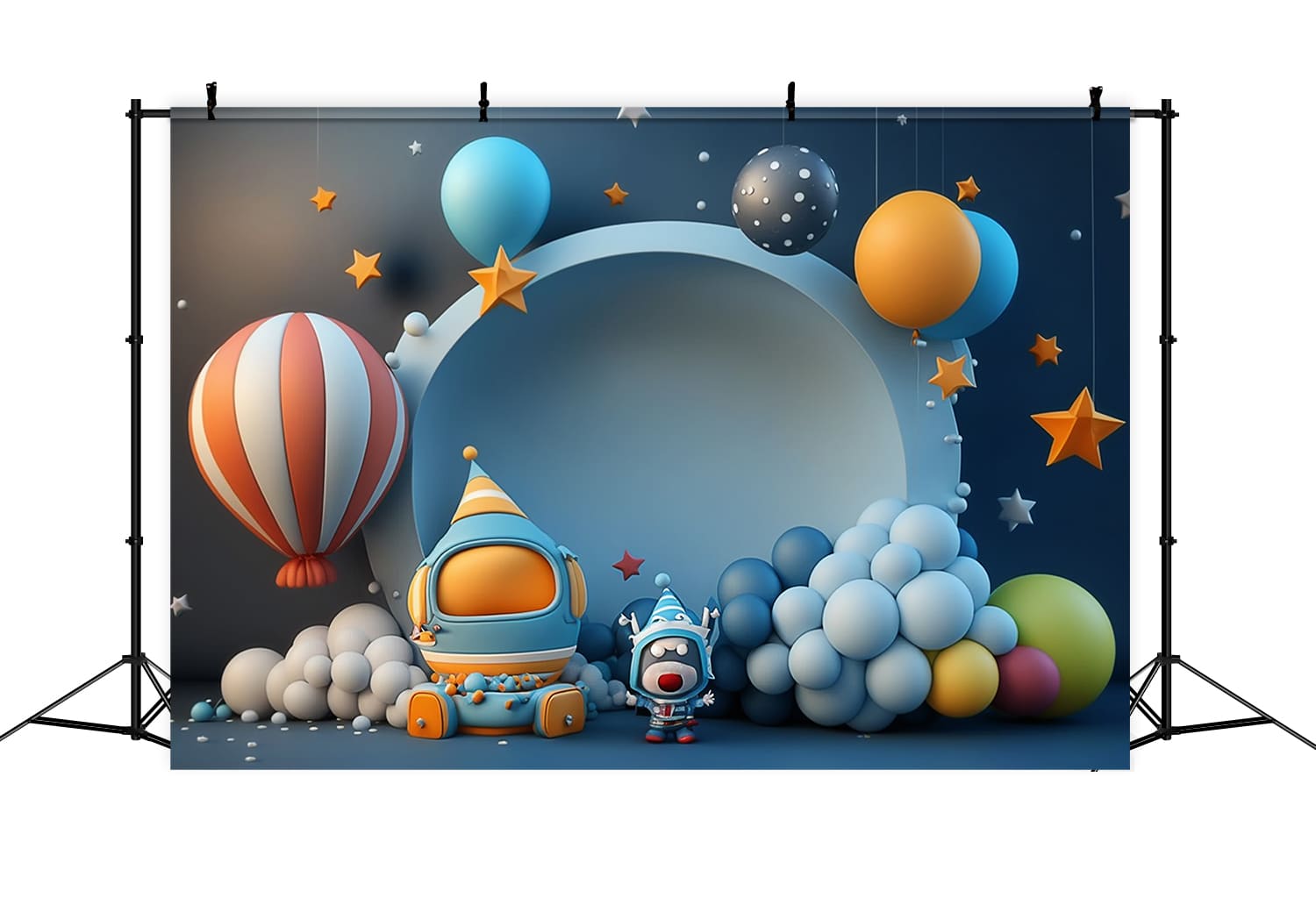 Space Ship Balloons Back to School Backdrop DBD7-79