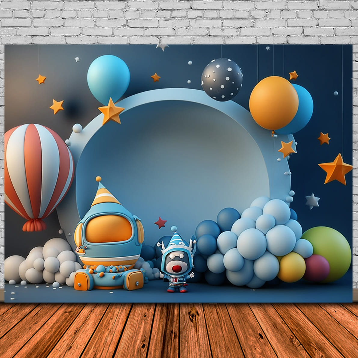 Space Ship Balloons Back to School Backdrop DBD7-79