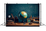 Blackboard Globe Pencils Back to School Backdrop DBD7-82