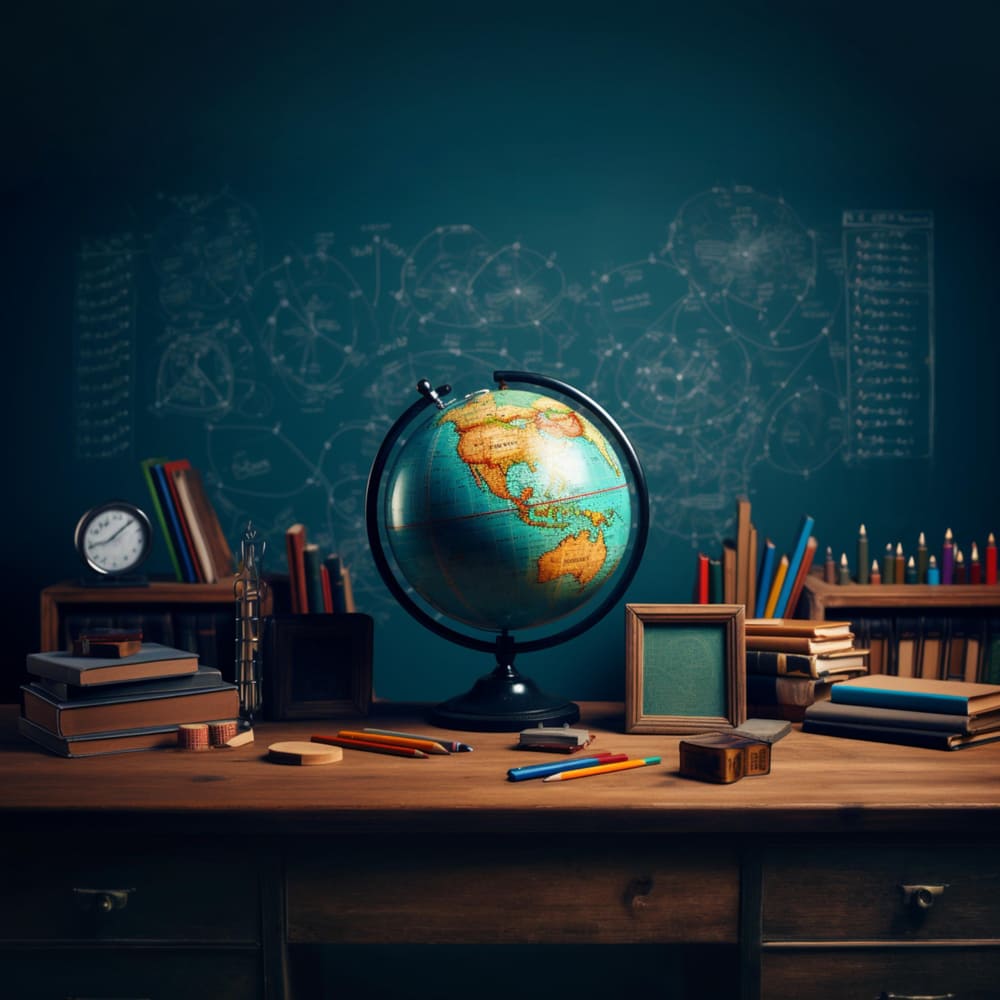 Blackboard Globe Pencils Back to School Backdrop DBD7-82