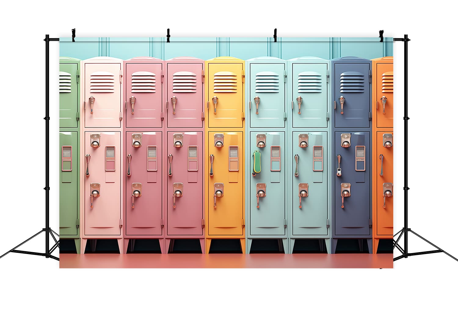 School Colorful Lockers Photography Backdrop DBD7-85