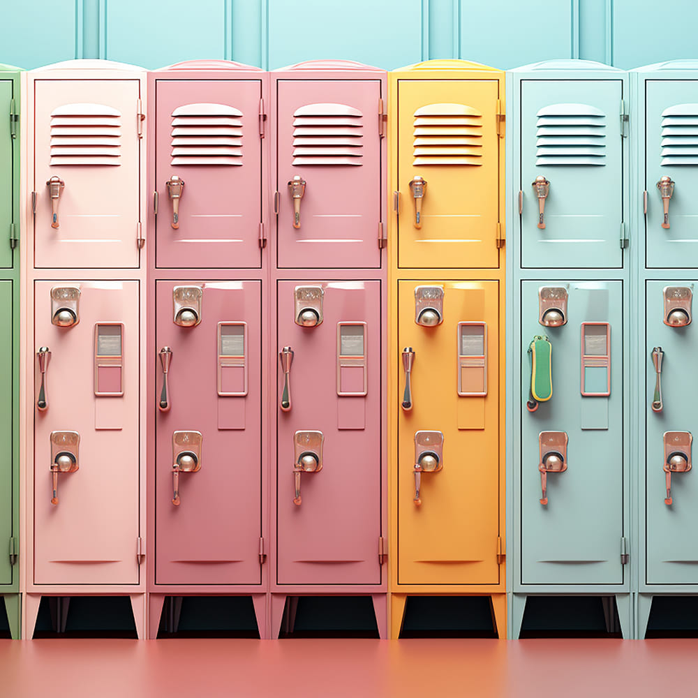 School Colorful Lockers Photography Backdrop DBD7-85