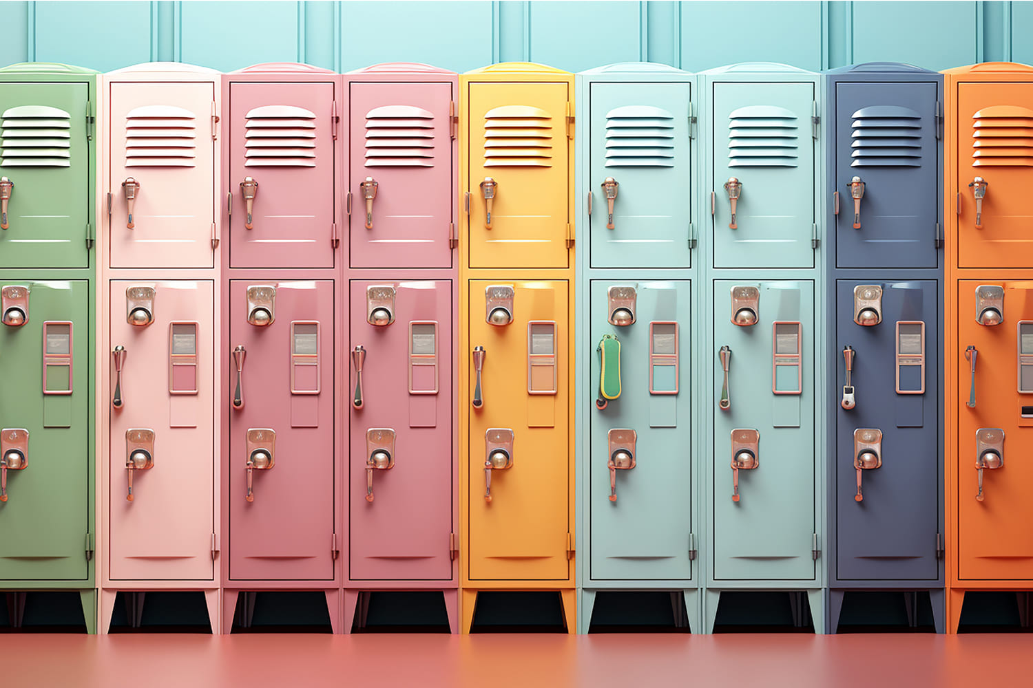 School Colorful Lockers Photography Backdrop DBD7-85