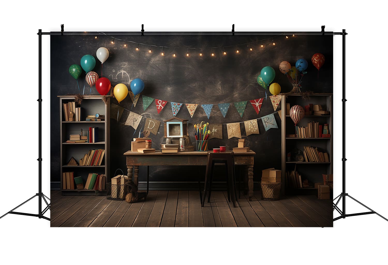 Decorated Chalkboard Back to School Backdrop DBD7-86