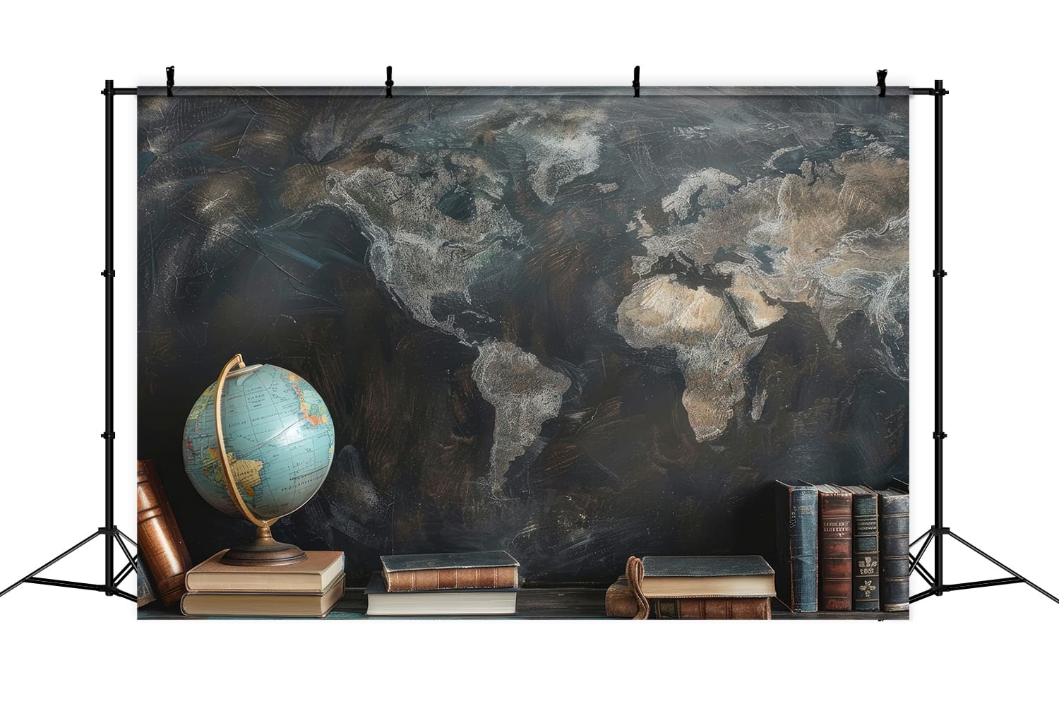 Blackboard Map Globe Back to School Backdrop DBD7-88