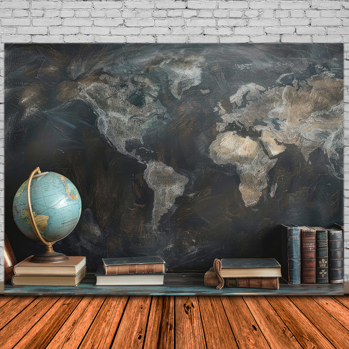 Blackboard Map Globe Back to School Backdrop DBD7-88