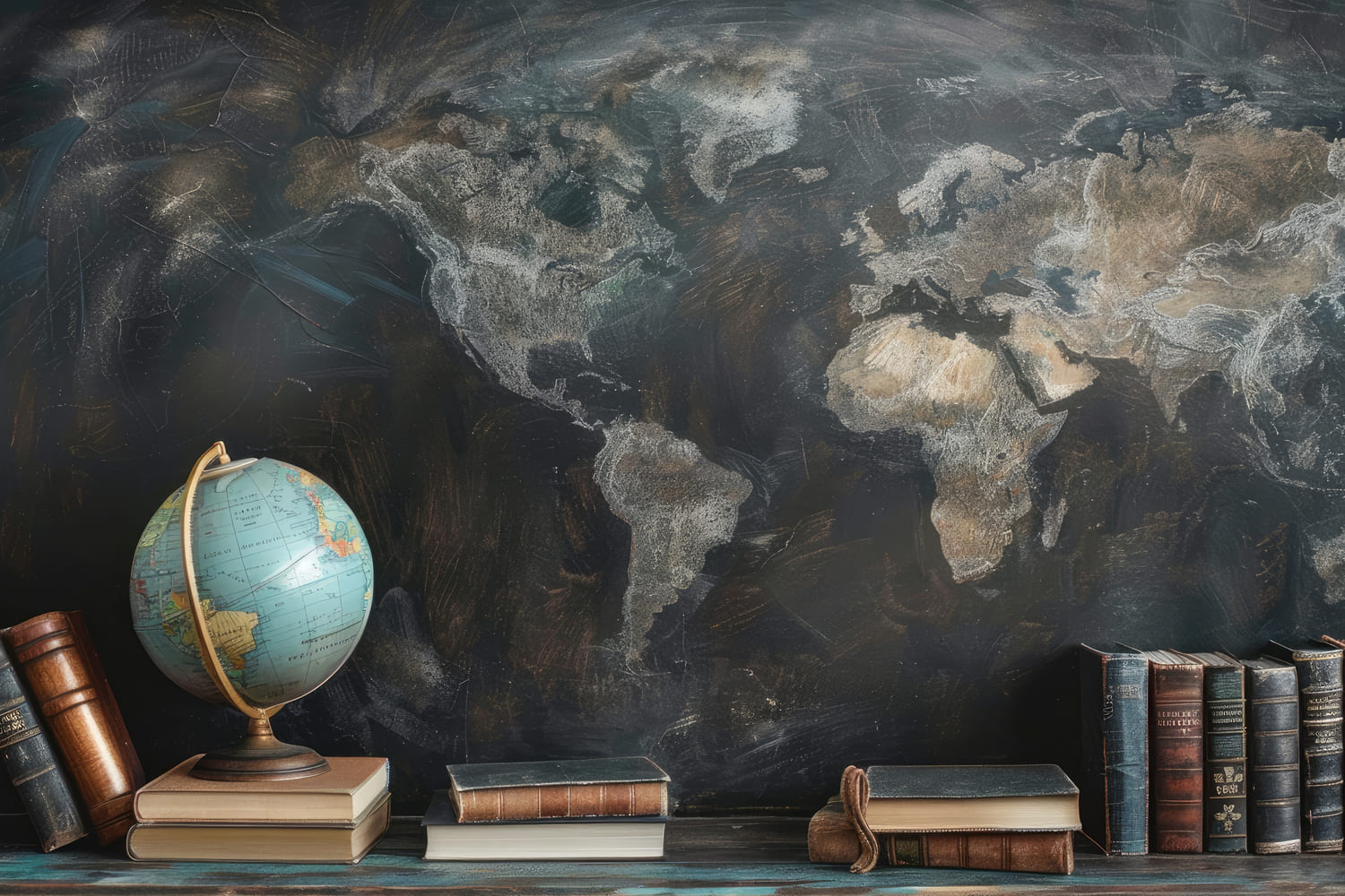 Blackboard Map Globe Back to School Backdrop DBD7-88