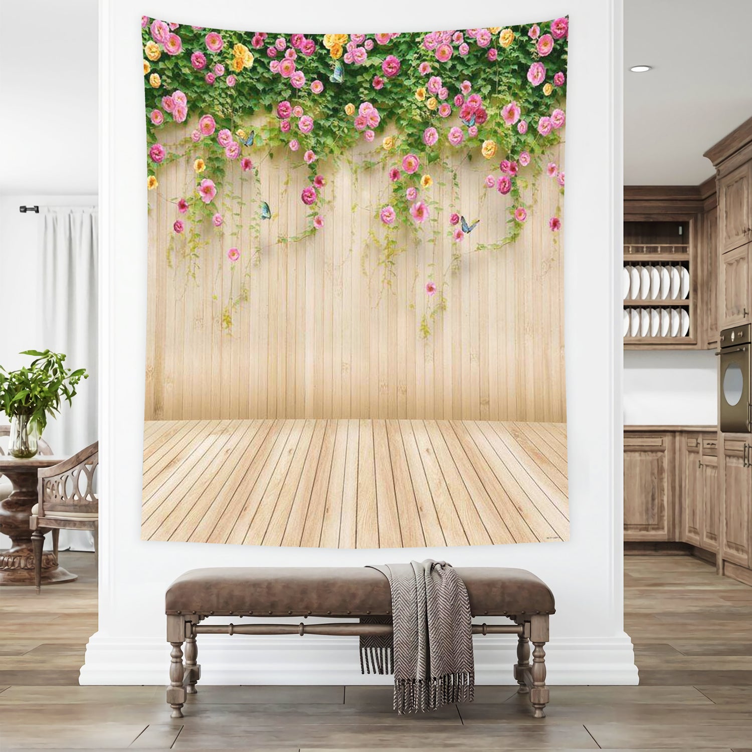 Beautiful  Floral Wood Backdrops for Photo Booth  F-1489