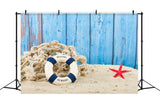 Beach Starfish Retro Wood Backdrop G-675