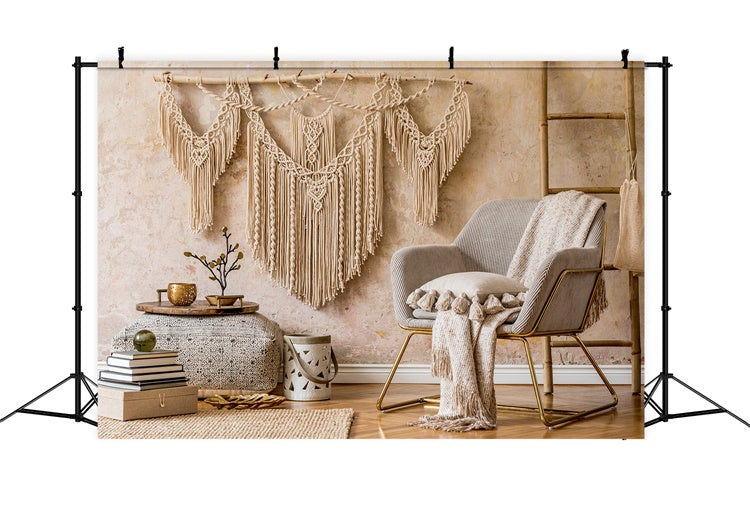 Bohemian Backdrop Natural Macrame Beige Textures Backdrop GQ2-10