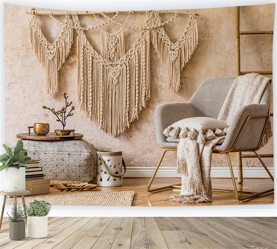 Bohemian Backdrop Natural Macrame Beige Textures Backdrop GQ2-10