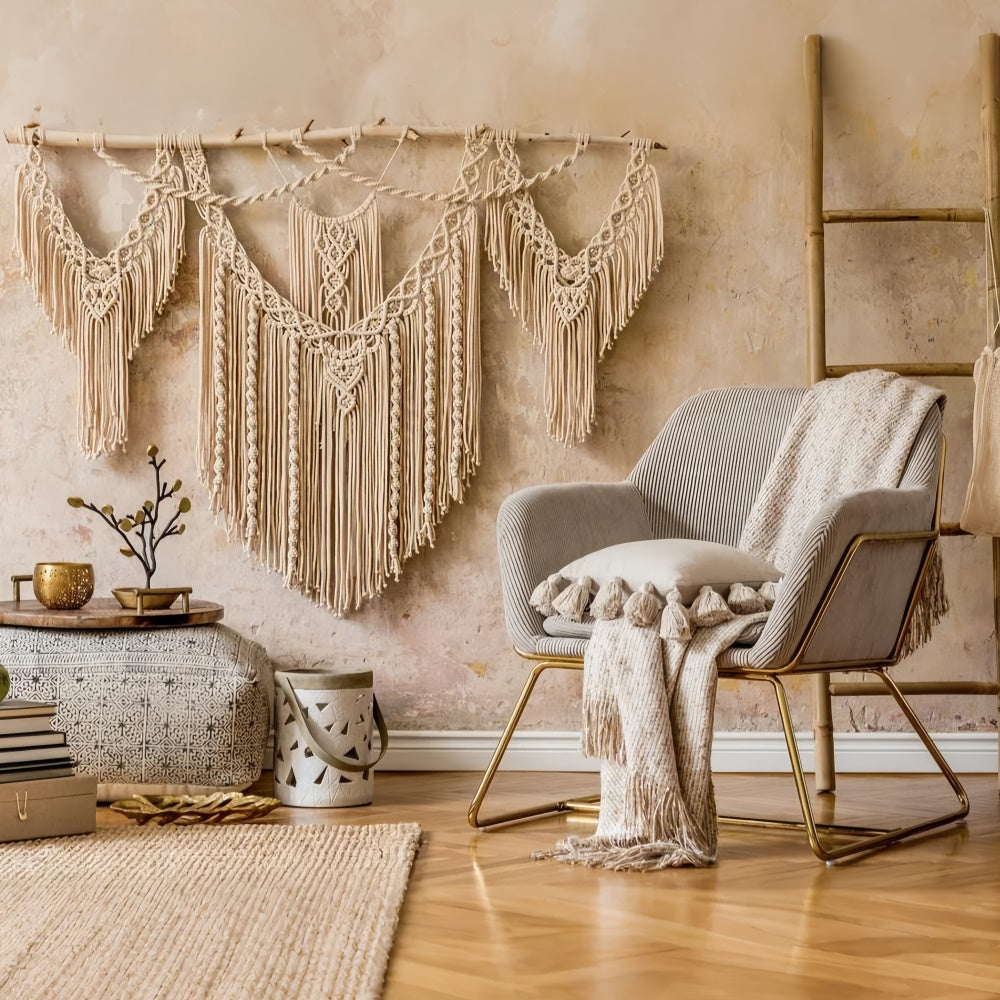 Bohemian Backdrop Natural Macrame Beige Textures Backdrop GQ2-10