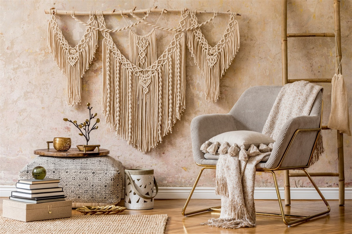 Bohemian Backdrop Natural Macrame Beige Textures Backdrop GQ2-10