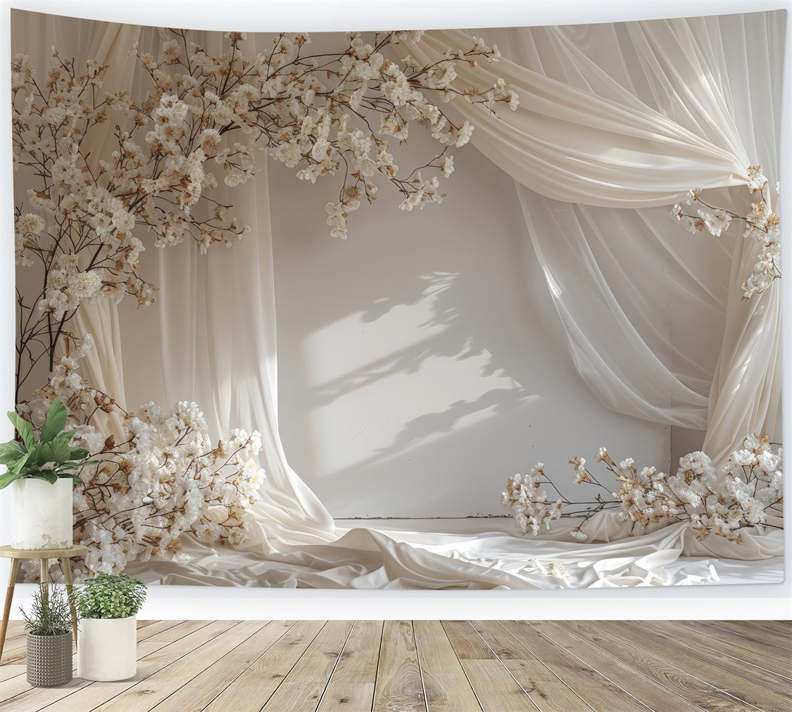 Mother's Day Backdrop Delicate Cream Cherry Blossom Backdrop GQ2-103