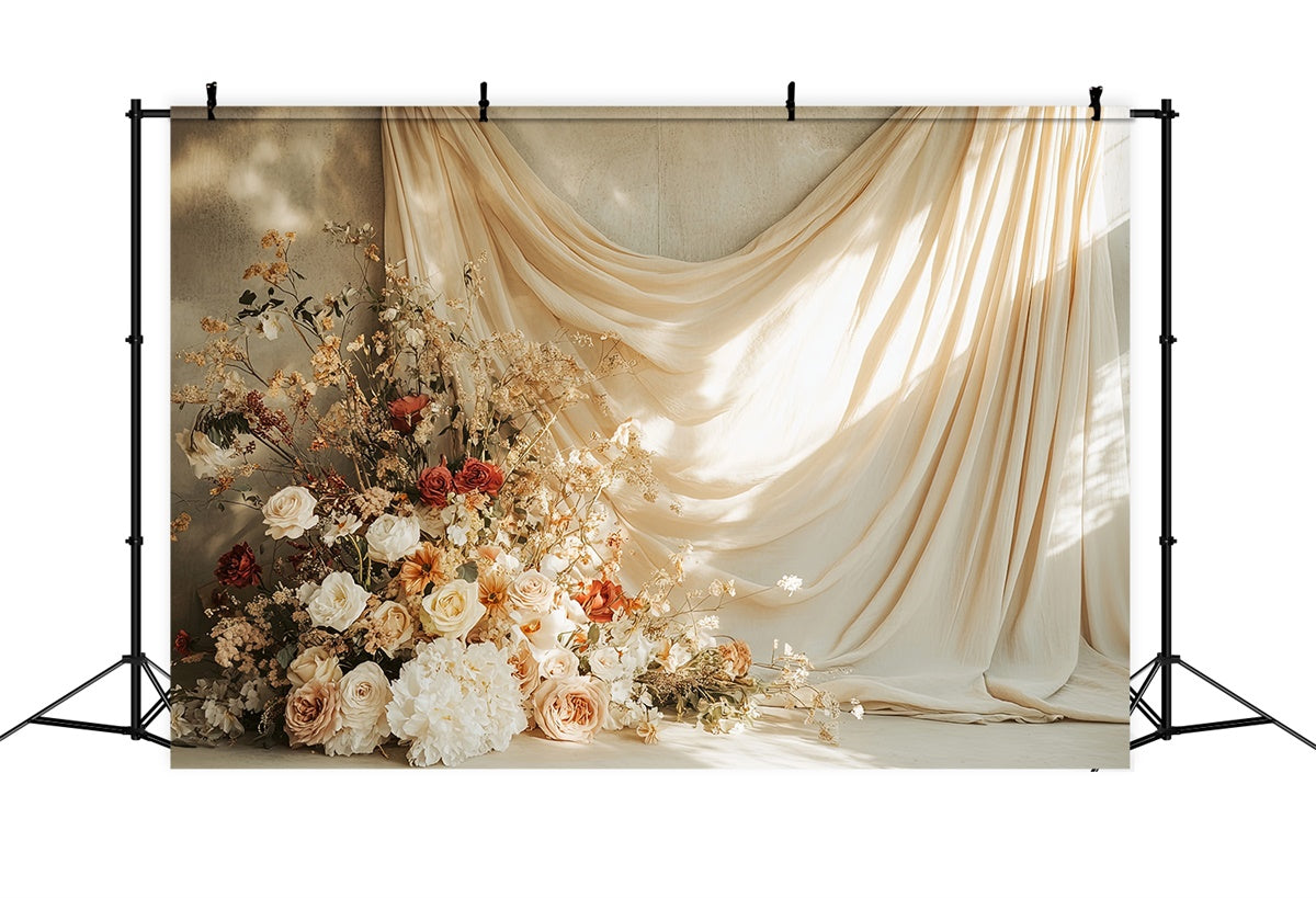 Mother's Day Photo Backdrop Rustic Golden Sunset Floral Backdrop GQ2-105