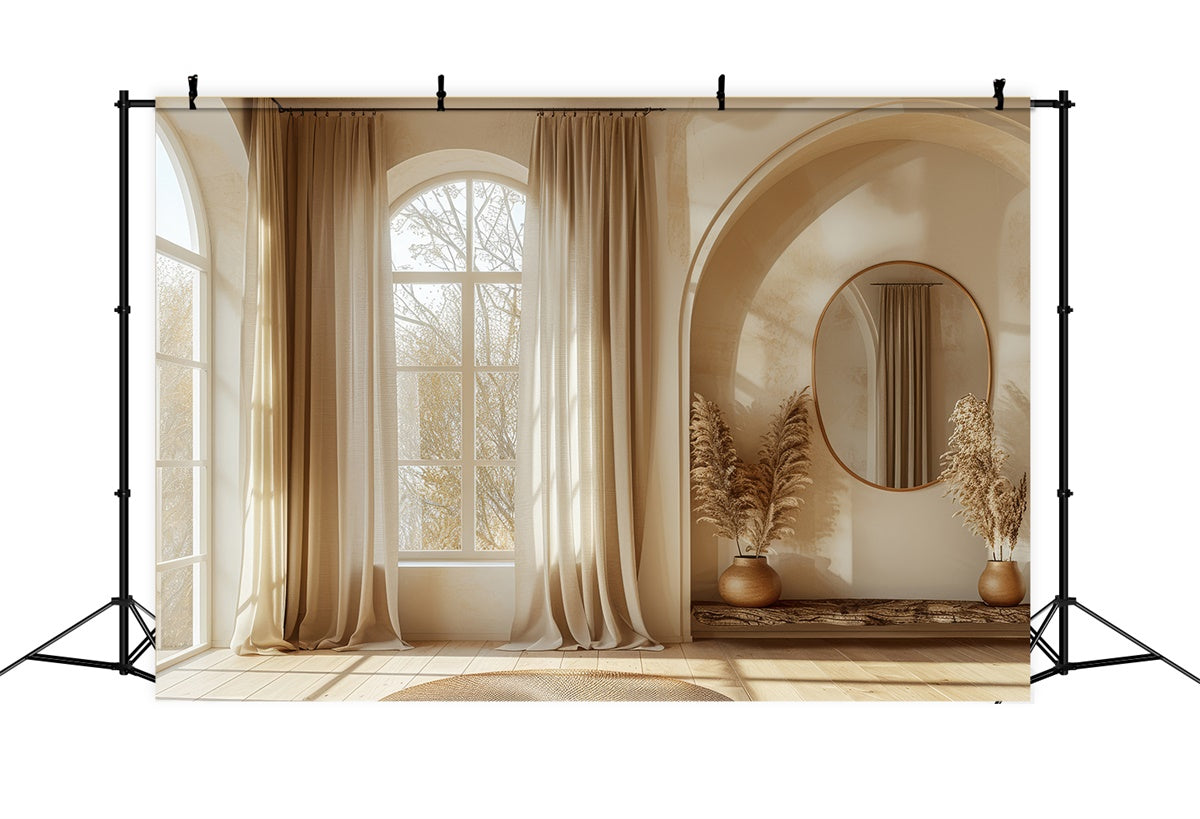 Mother's Day Backdrop Ideas Minimalist Beige Window Arch Backdrop GQ2-106