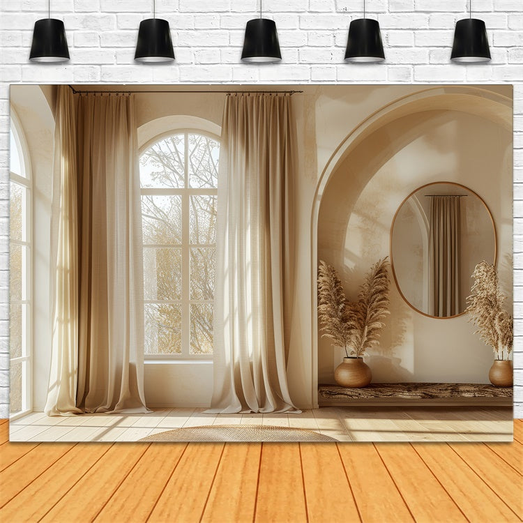 Mother's Day Backdrop Ideas Minimalist Beige Window Arch Backdrop GQ2-106