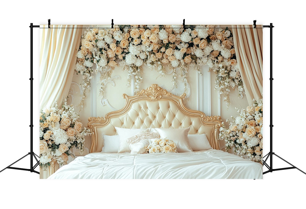 Mothers Day Photo Backdrop Vintage Cream Rose Bed Backdrop GQ2-108