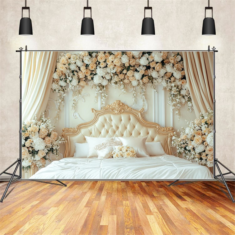 Mothers Day Photo Backdrop Vintage Cream Rose Bed Backdrop GQ2-108