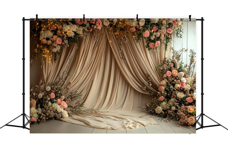 Mothers Day Photo Backdrop Warm Glow Floral Draped Backdrop GQ2-109