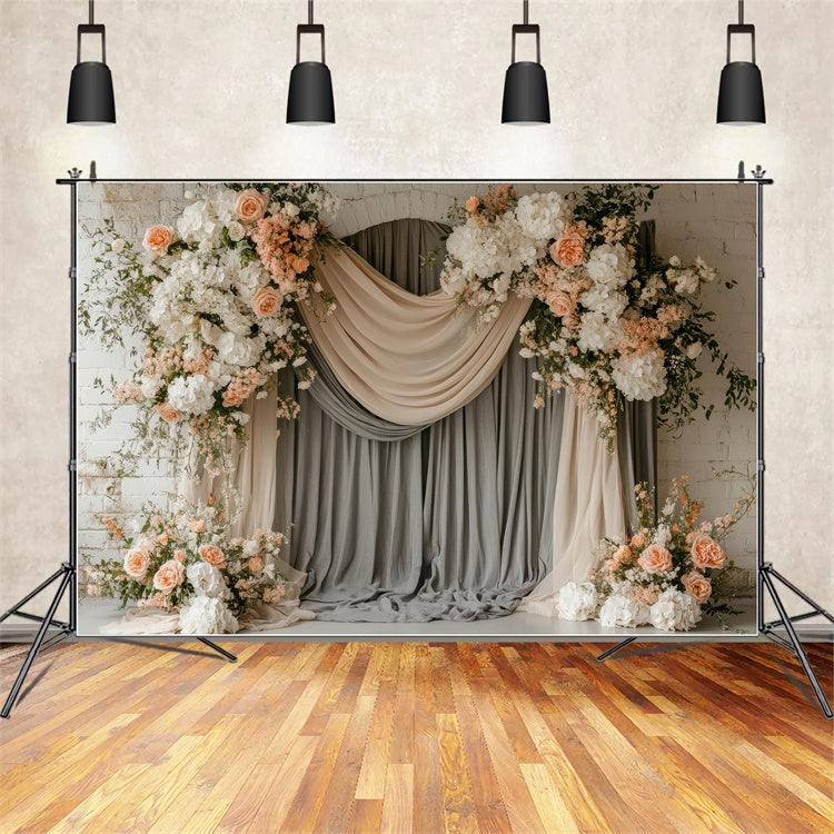 Mothers Day Backdrop Vintage Floral Curtain Drape Backdrop GQ2-112