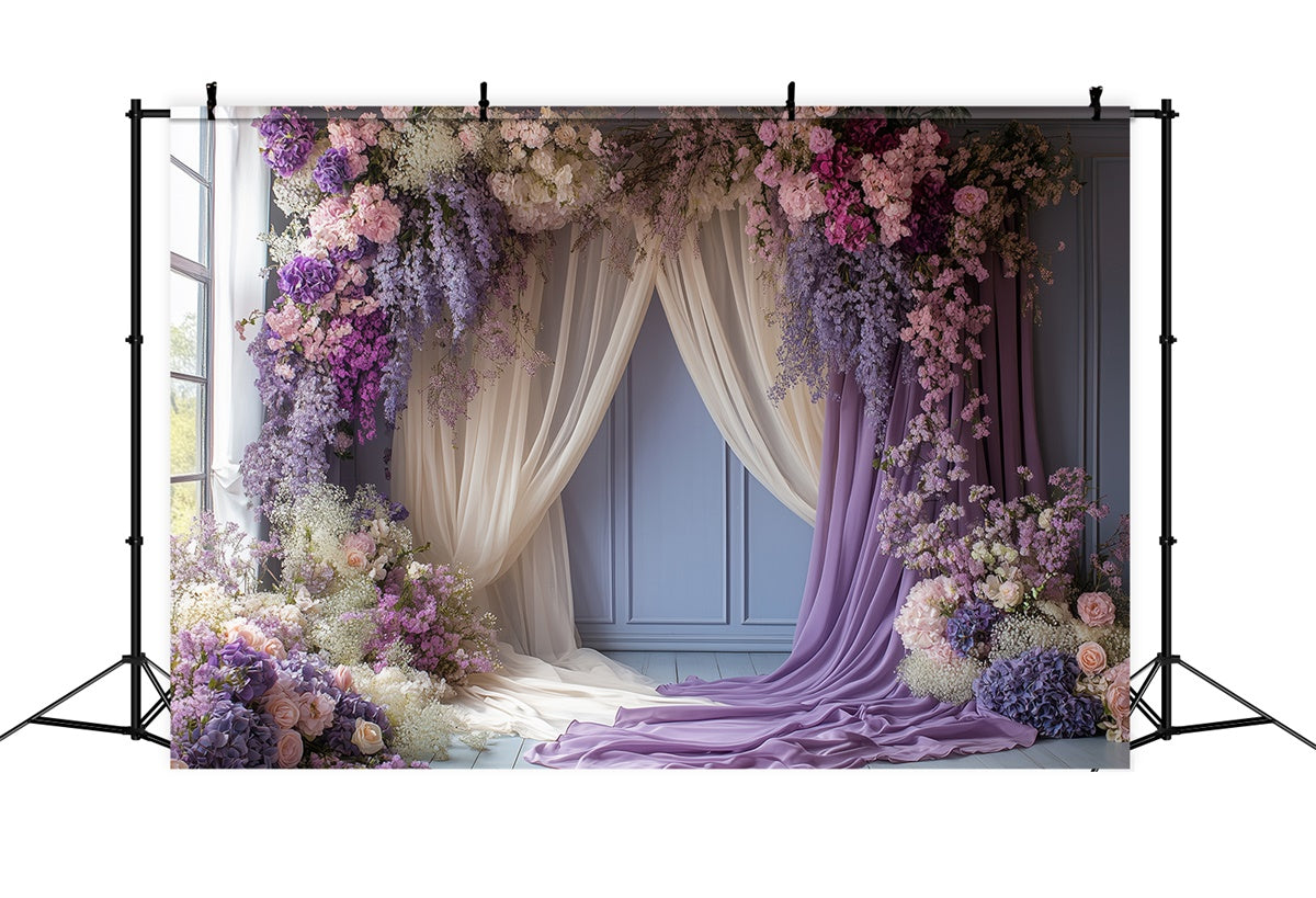 Backdrop For Mothers Day Lavender Floral Archway Backdrop GQ2-116