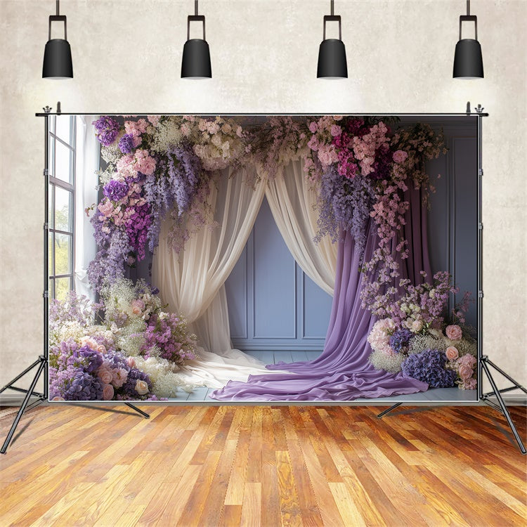 Backdrop For Mothers Day Lavender Floral Archway Backdrop GQ2-116