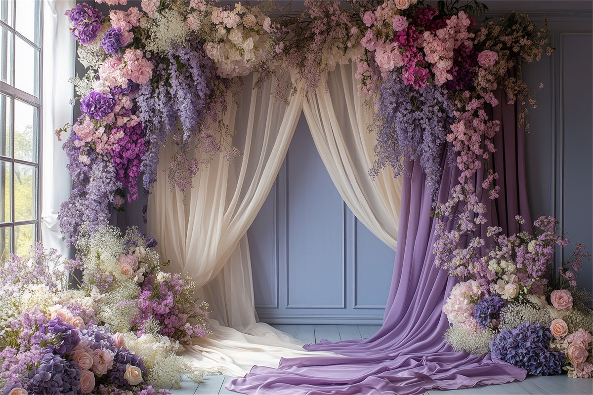 Backdrop For Mothers Day Lavender Floral Archway Backdrop GQ2-116