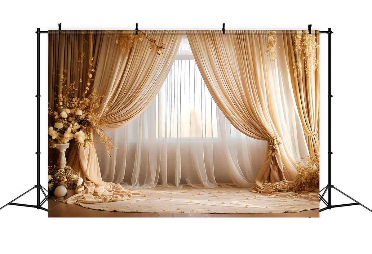 Mother's Day Backdrop Vintage Golden Blossom Drapes Backdrop GQ2-117