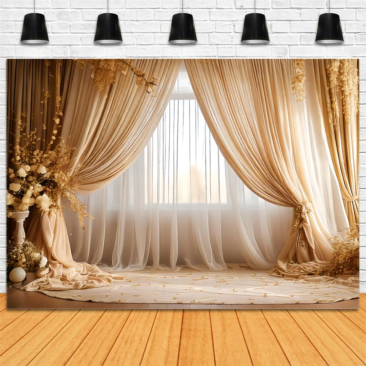 Mother's Day Backdrop Vintage Golden Blossom Drapes Backdrop GQ2-117