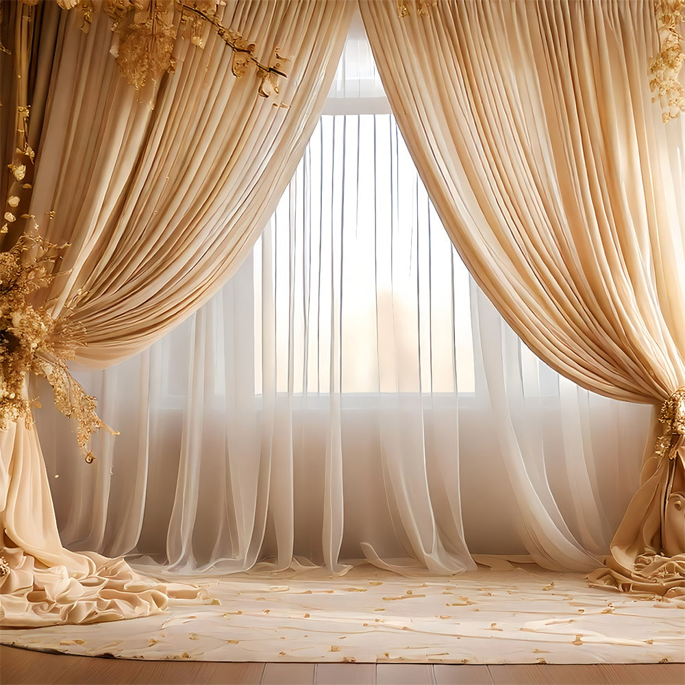 Mother's Day Backdrop Vintage Golden Blossom Drapes Backdrop GQ2-117