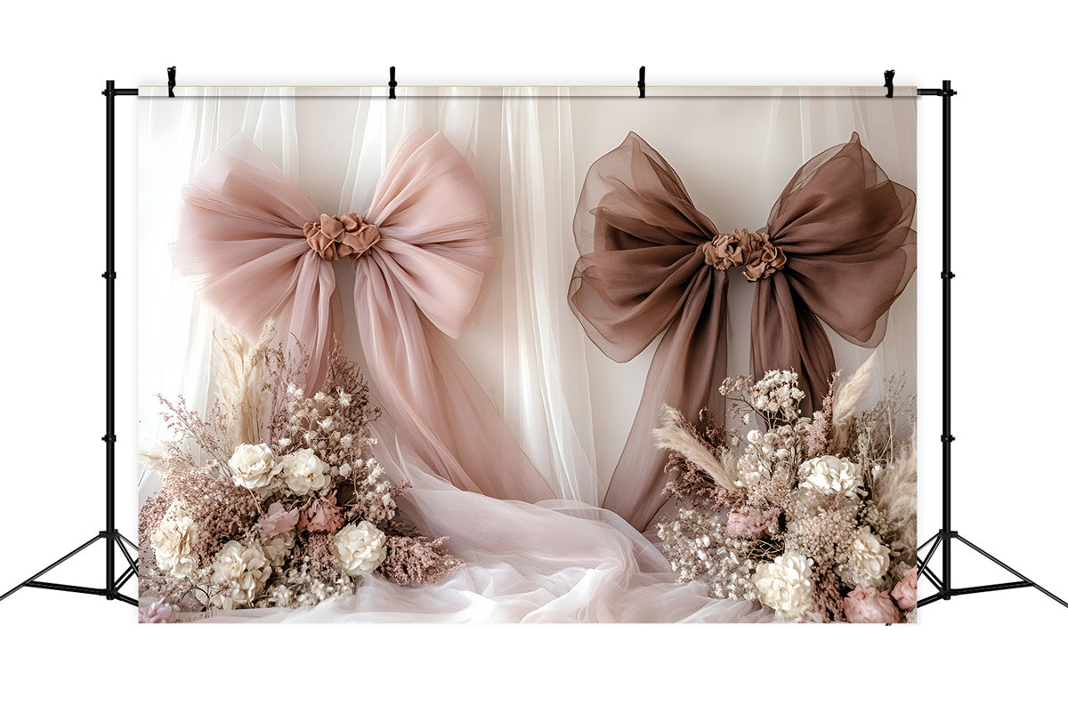 Mother's Day Backdrop Ideas Delicate Silk Bow Flower Backdrop GQ2-118