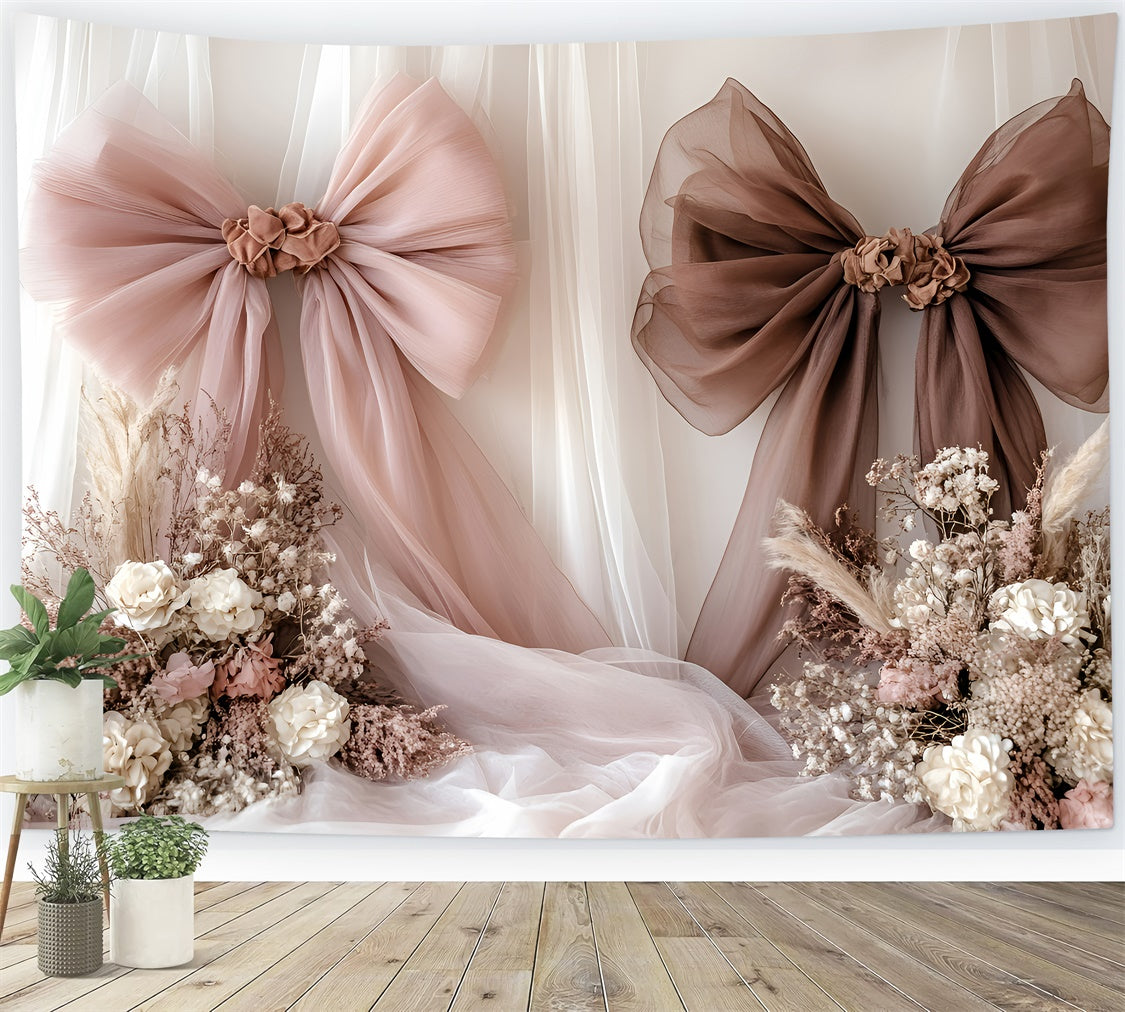 Mother's Day Backdrop Ideas Delicate Silk Bow Flower Backdrop GQ2-118