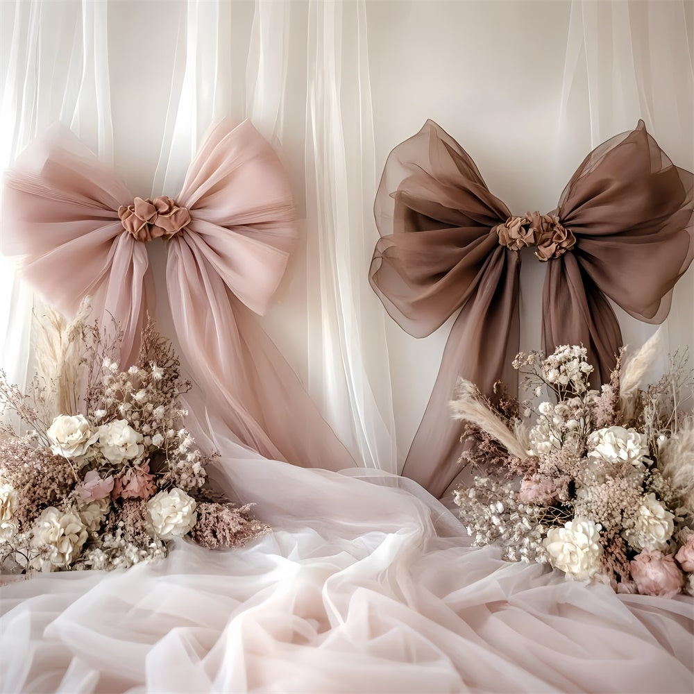 Mother's Day Backdrop Ideas Delicate Silk Bow Flower Backdrop GQ2-118